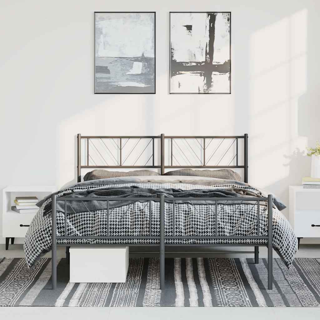 JUNG Vida Bettgestell mit Kopf- und Fußteil Metall Schwarz 135x190 cm