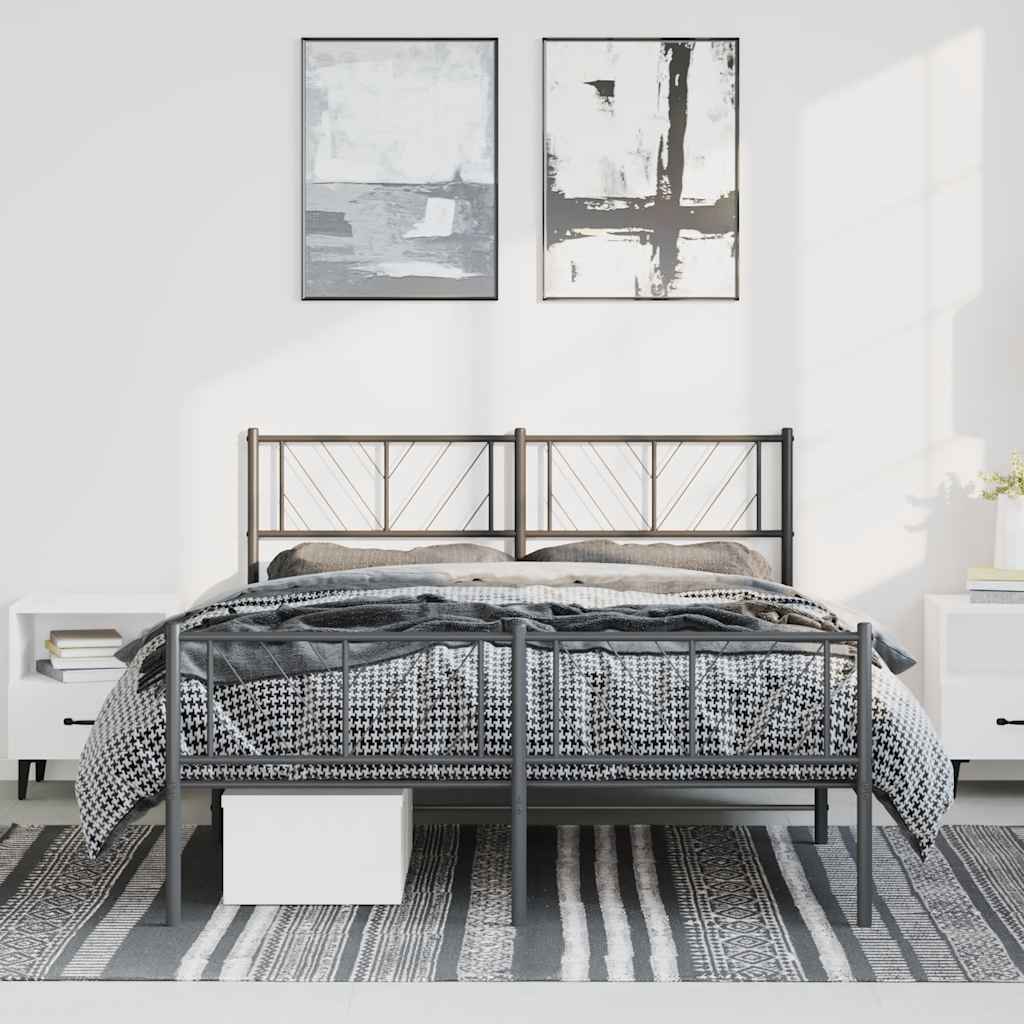 JUNG Vida Bettgestell mit Kopf- und Fußteil Metall Schwarz 150x200 cm