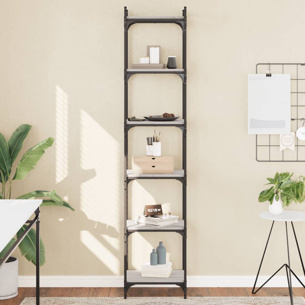 JUNG Vida Bücherregal 6 Böden Grau Sonoma 40x30x188 cm Holzwerkstoff