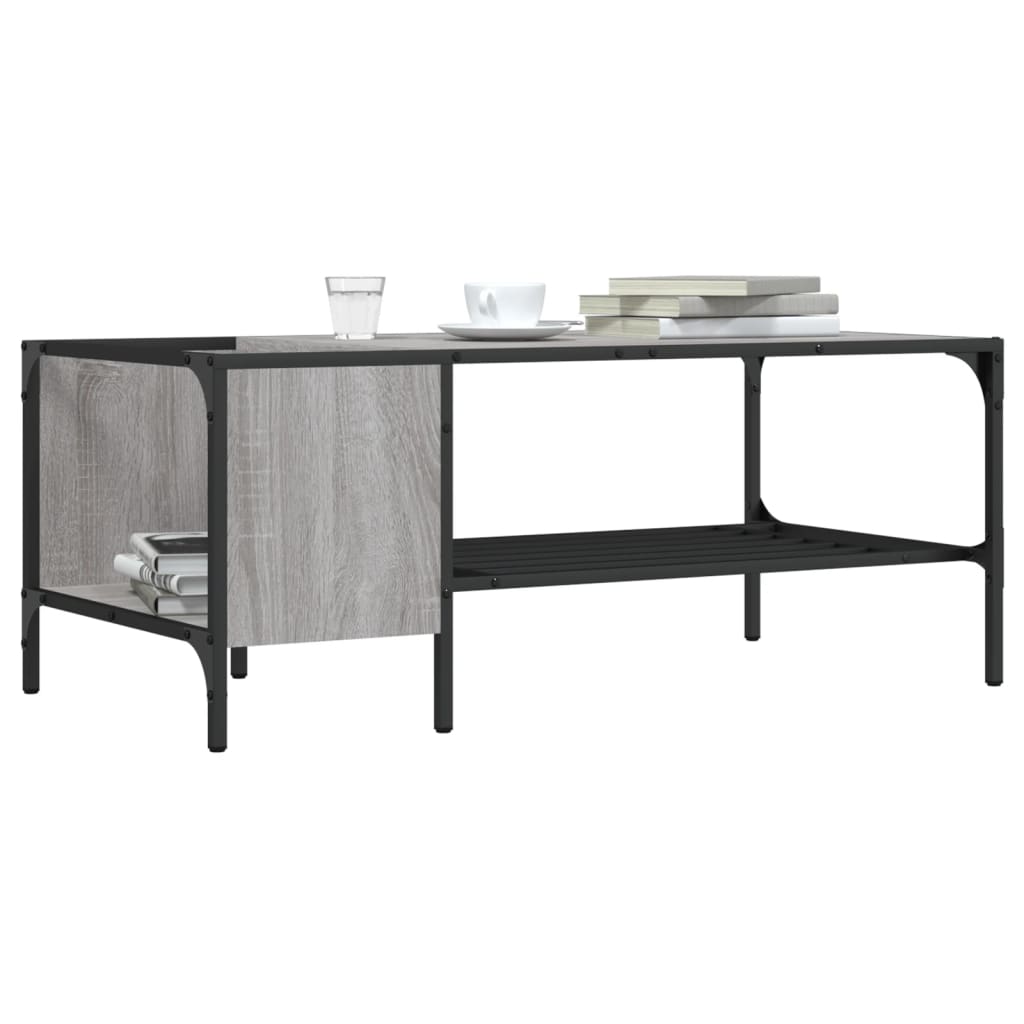 JUNG Vida Couchtisch mit Regal Grau Sonoma 100x51x40 cm Holzwerkstoff