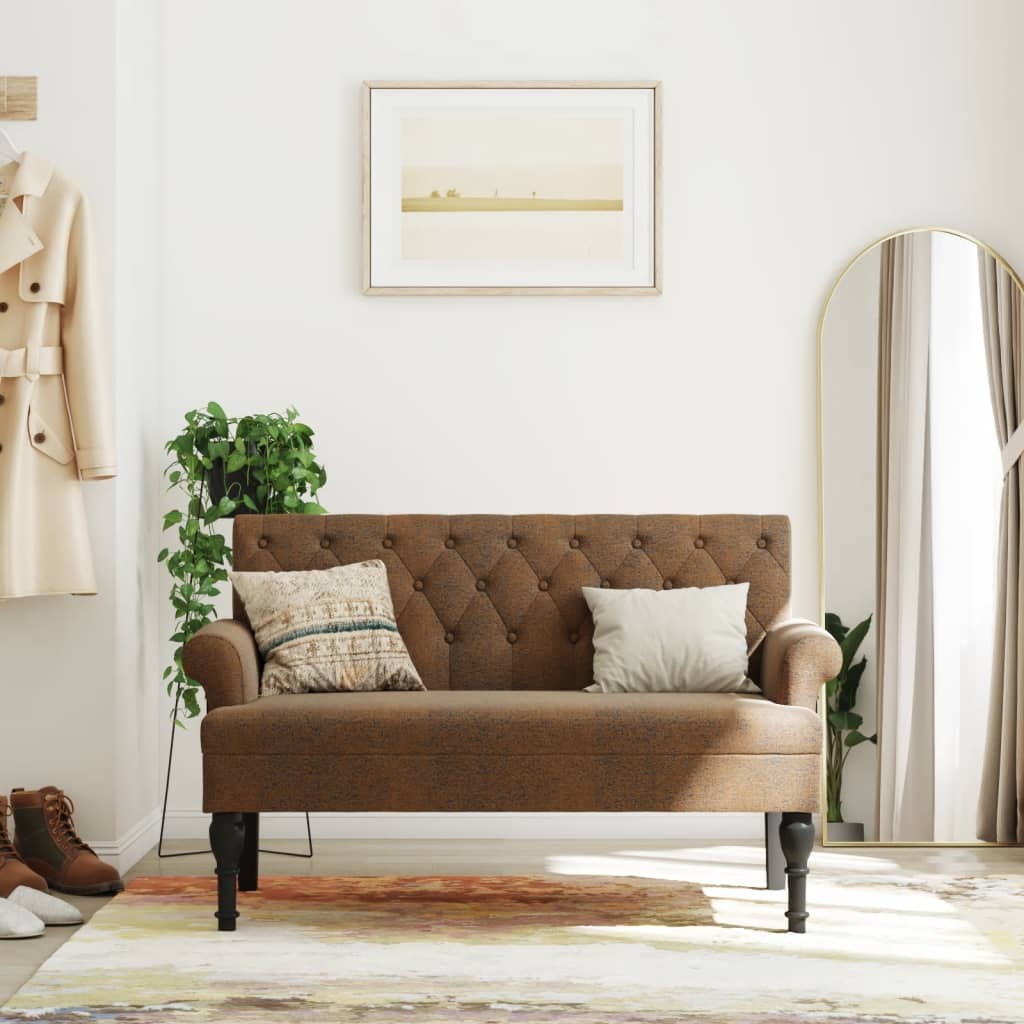 JUNG Vida Sitzbank mit Rückenlehne Braun 120x62x75,5 cm Wildleder-Optik