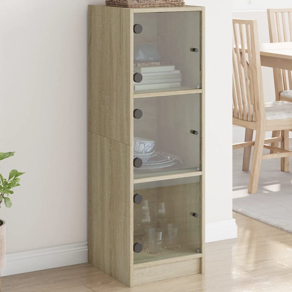 JUNG Vida Highboard mit Glastüren Sonoma-Eiche 35x37x109 cm