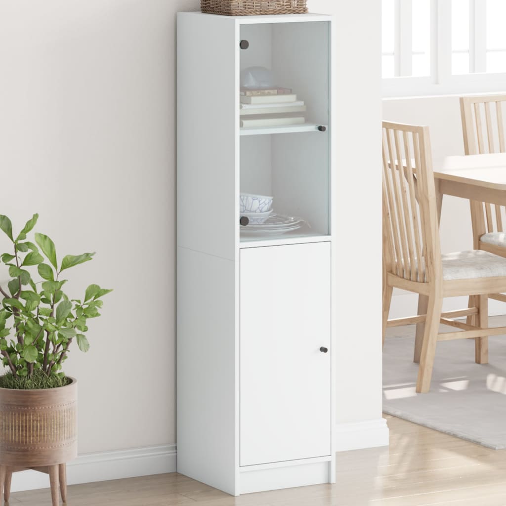 JUNG Vida Highboard mit Glastür Weiß 35x37x142 cm