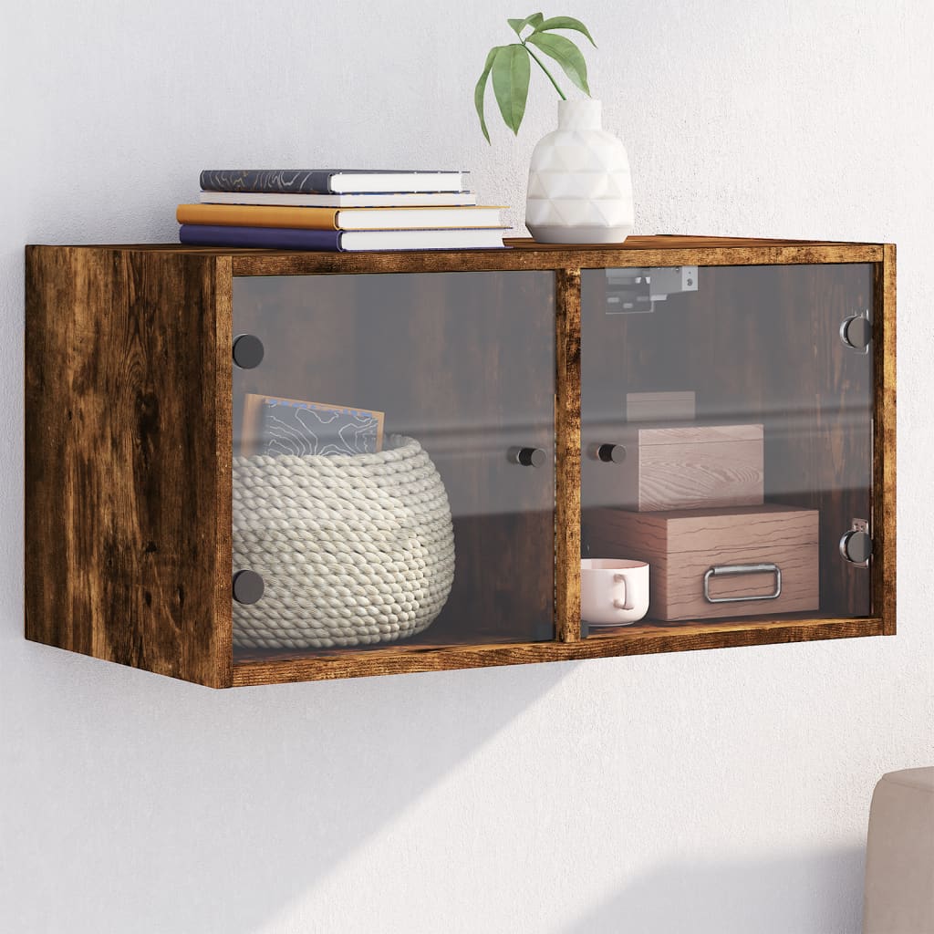JUNG Vida Wandschrank mit Glastüren Räuchereiche 68,5x37x35 cm