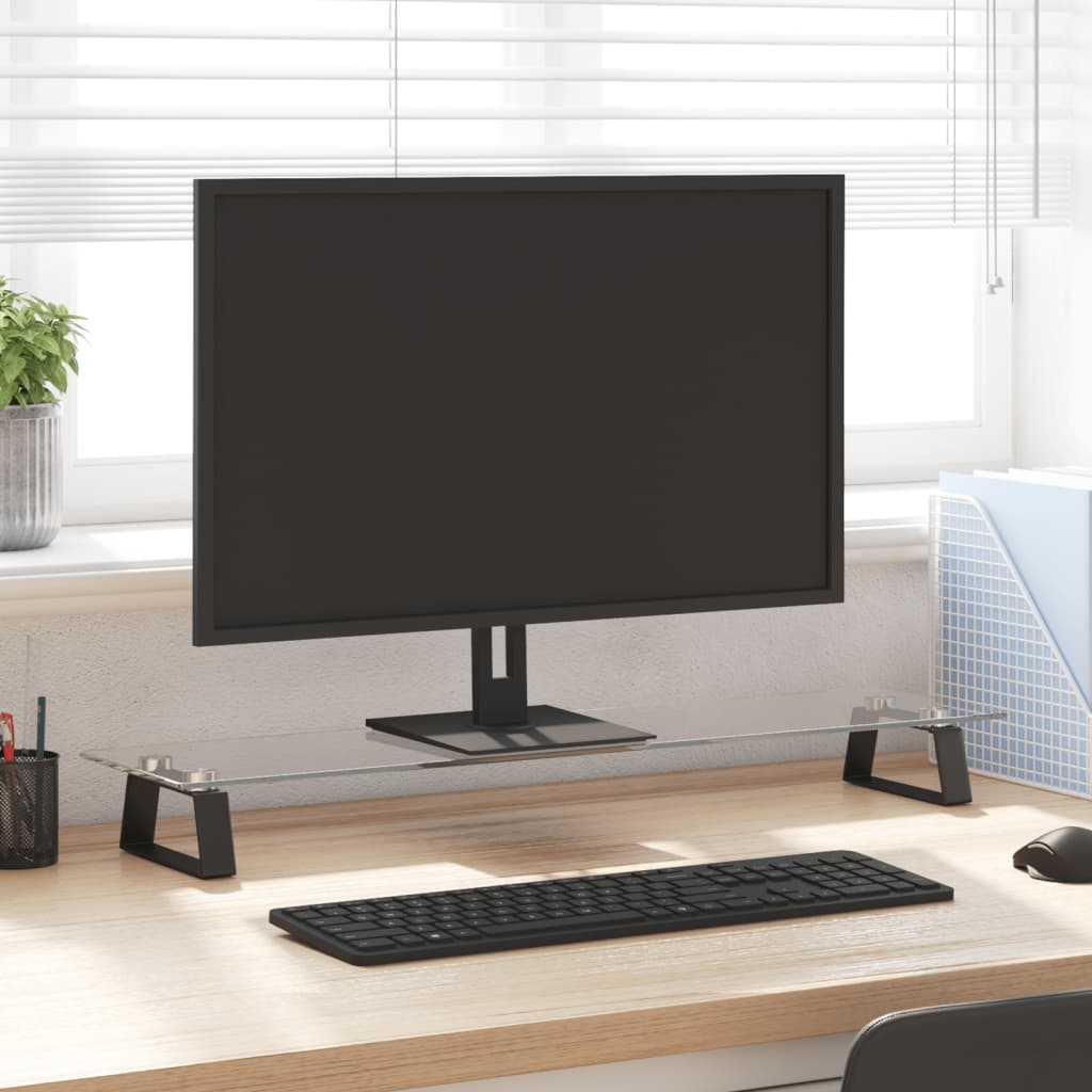 JUNG Vida Monitorständer Schwarz 80x20x8 cm Hartglas und Metall
