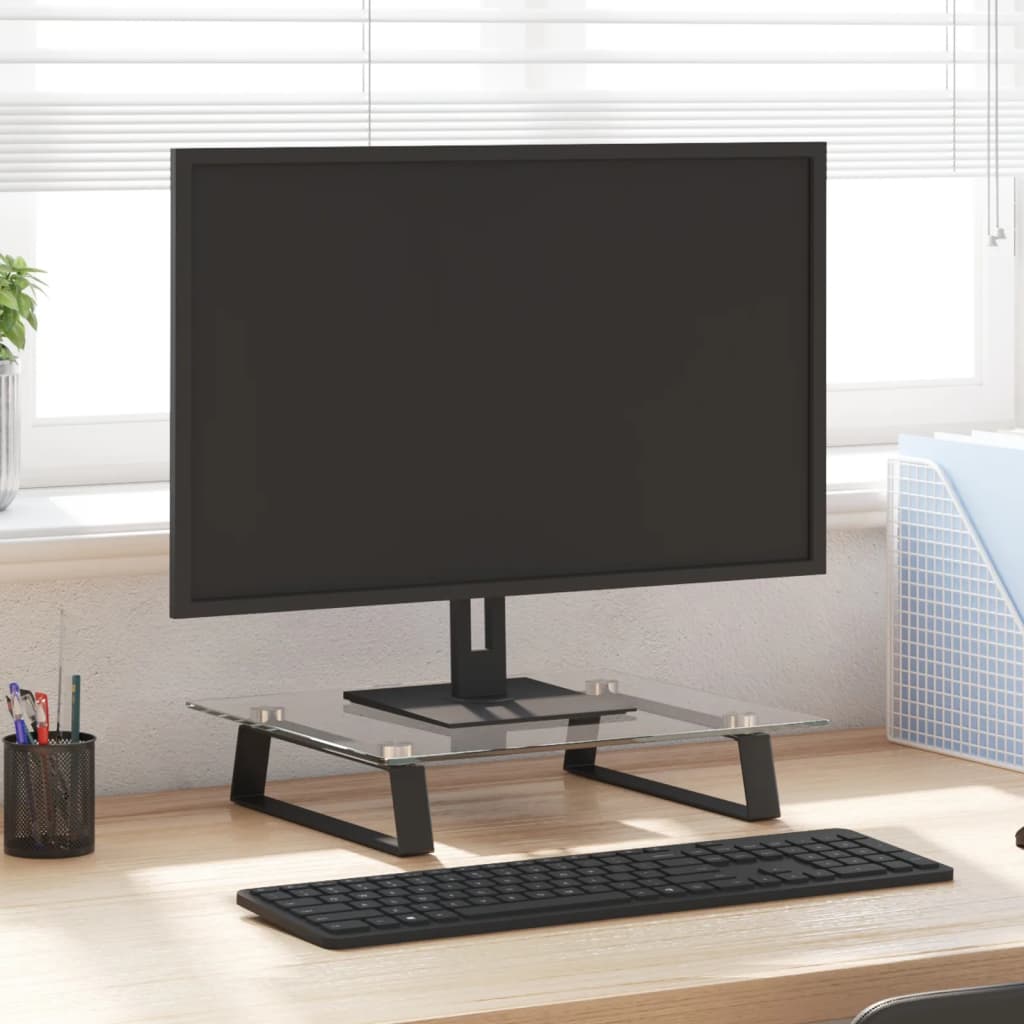 JUNG Vida Monitorständer Schwarz 40x35x8 cm Hartglas und Metall