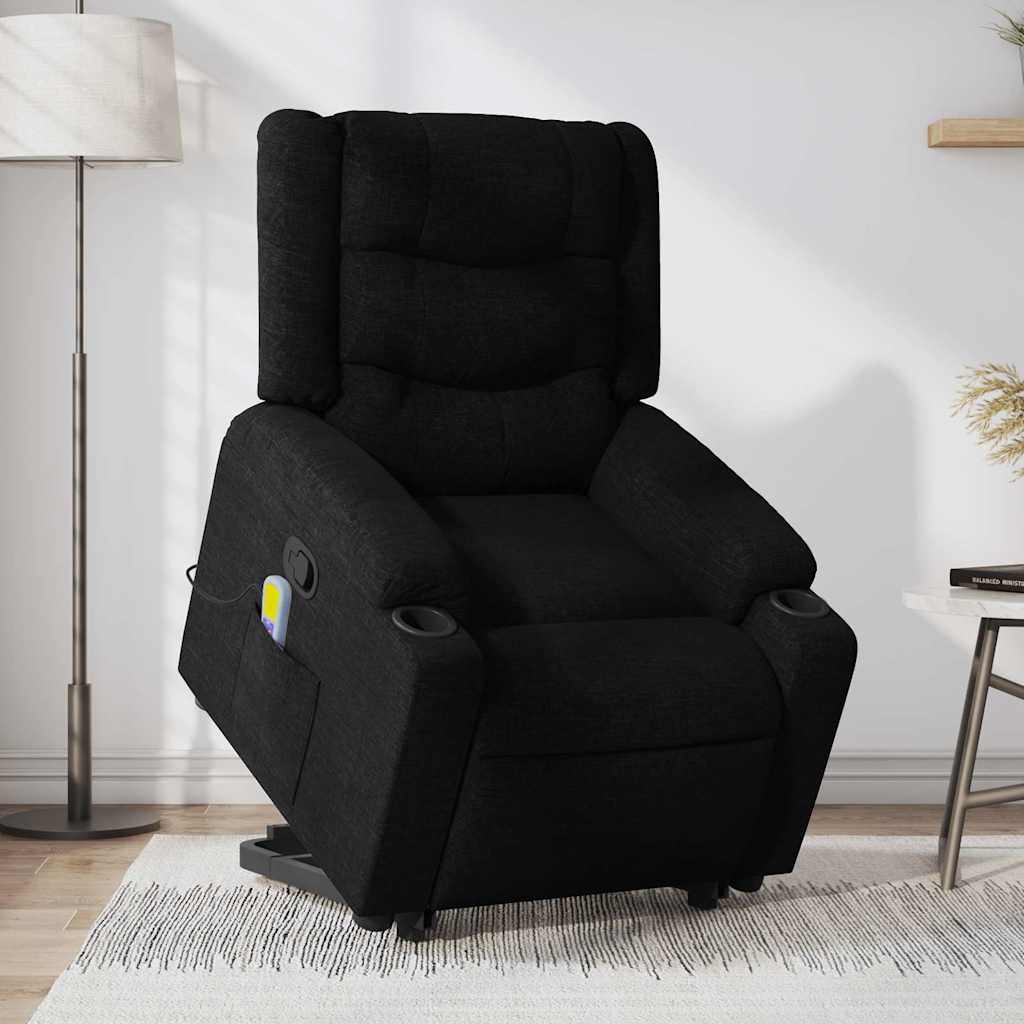 JUNG Vida Massagesessel mit Aufstehhilfe Schwarz Stoff