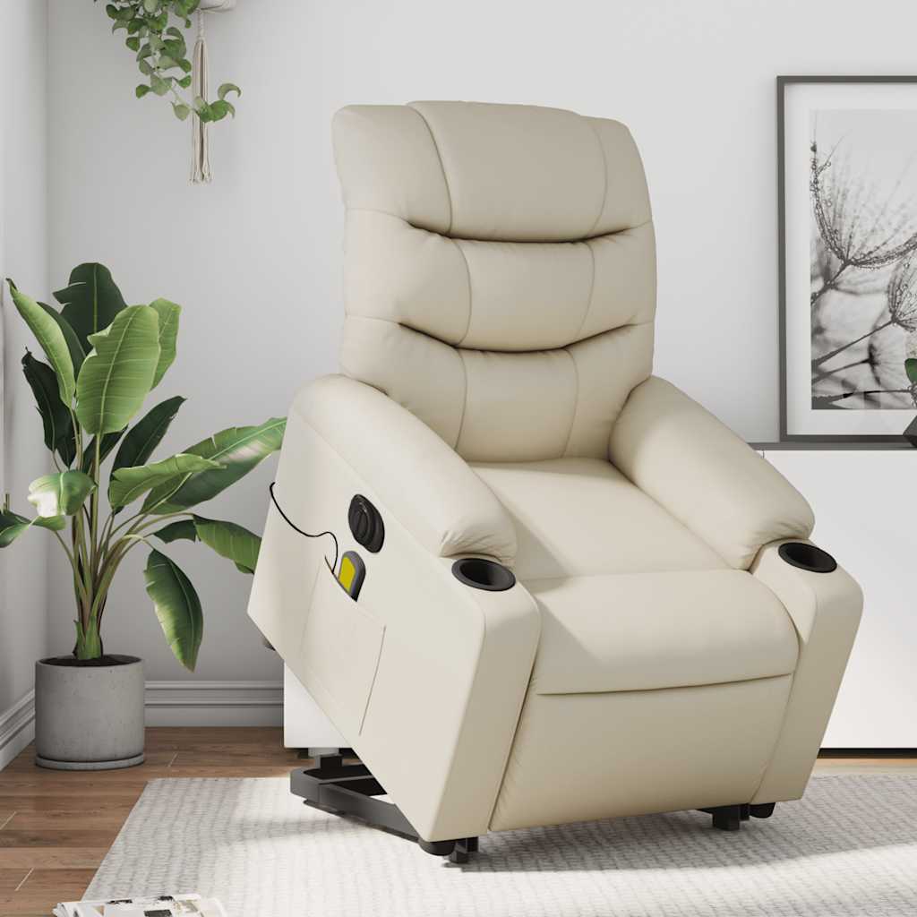 JUNG Vida Massagesessel mit Aufstehhilfe Elektrisch Creme Kunstleder