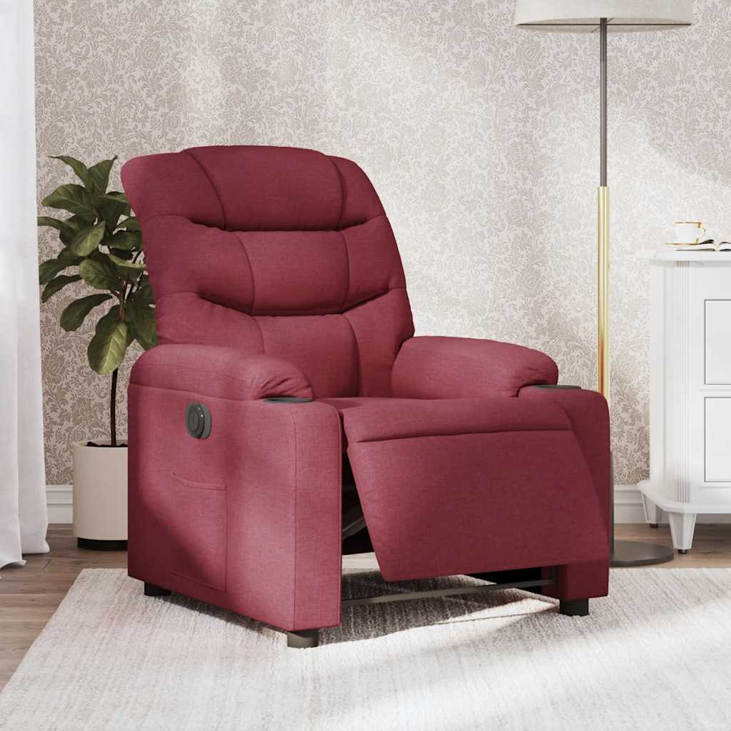 JUNG Vida Relaxsessel Elektrisch Weinrot Stoff