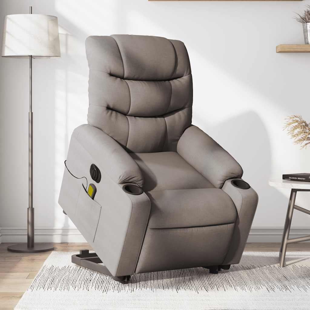 JUNG Vida Elektrischer Massagesessel mit Aufstehhilfe Taupe Stoff
