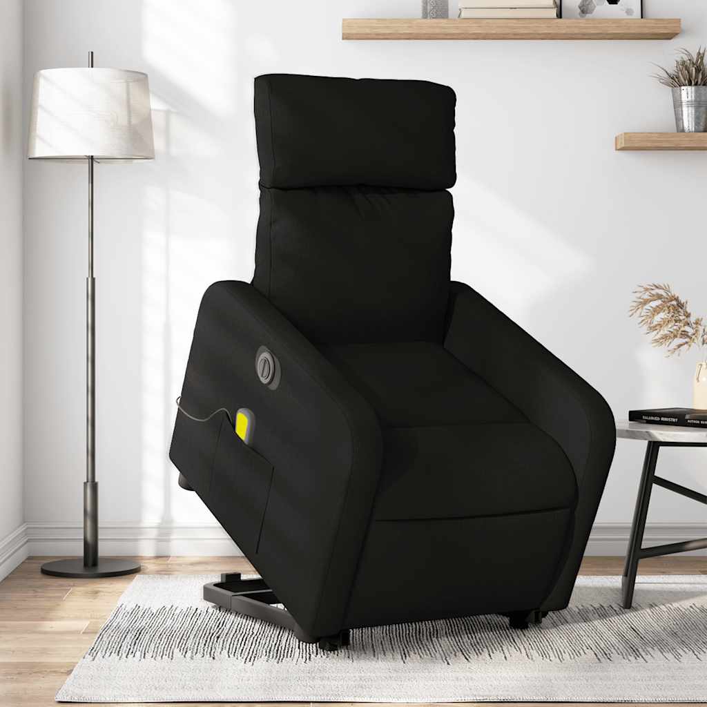 JUNG Vida Elektrischer Massagesessel mit Aufstehhilfe Schwarz Stoff