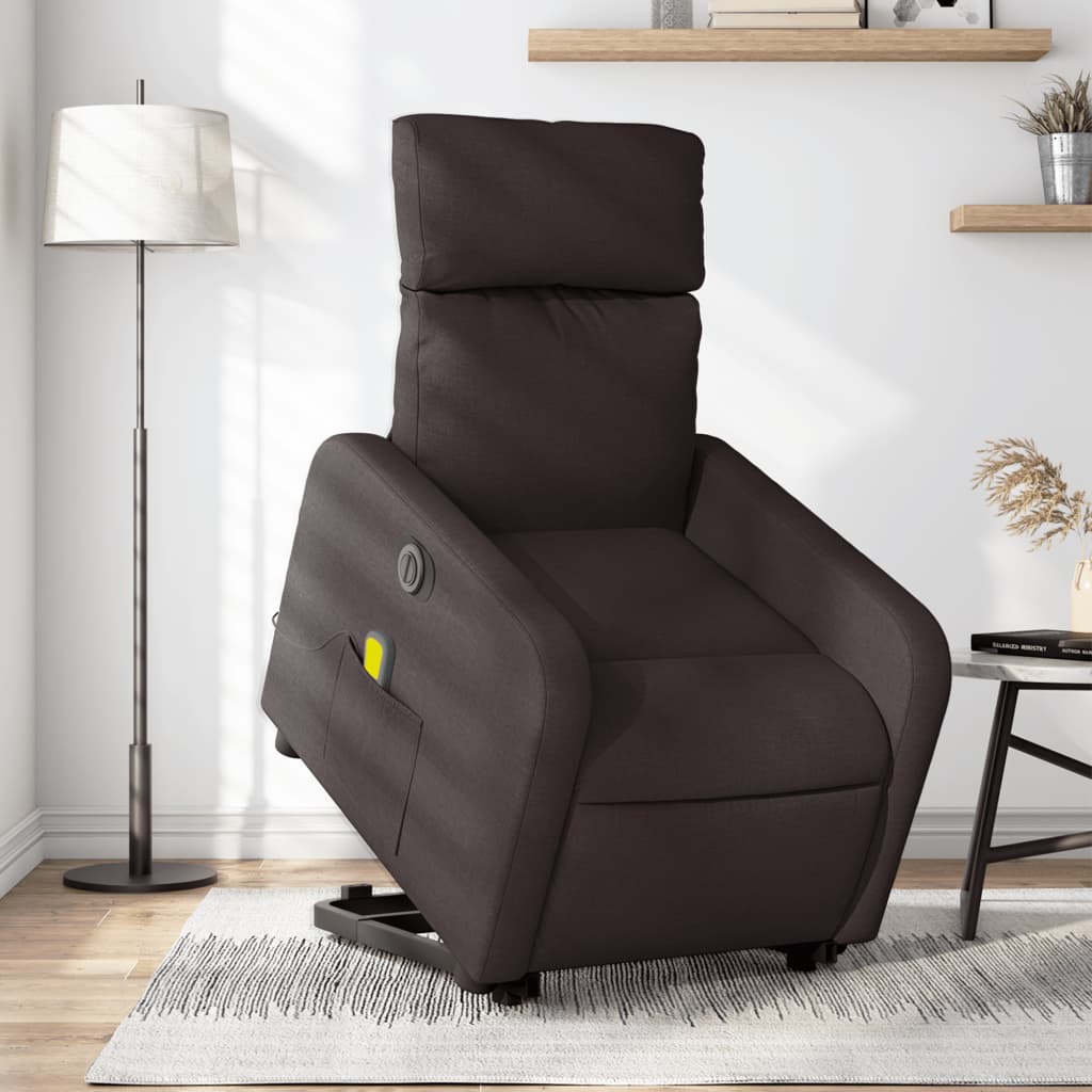 JUNG Vida Elektrischer Massagesessel mit Aufstehhilfe Dunkelbraun Stoff
