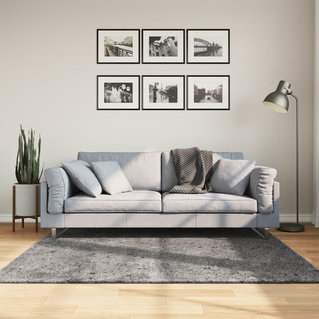JUNG Vida Teppich HUARTE Kurzflor Weich und Waschbar Anthrazit 160x160 cm