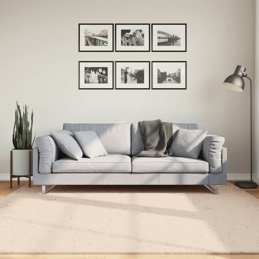 JUNG Vida Teppich HUARTE Kurzflor Weich und Waschbar Beige 200x200 cm