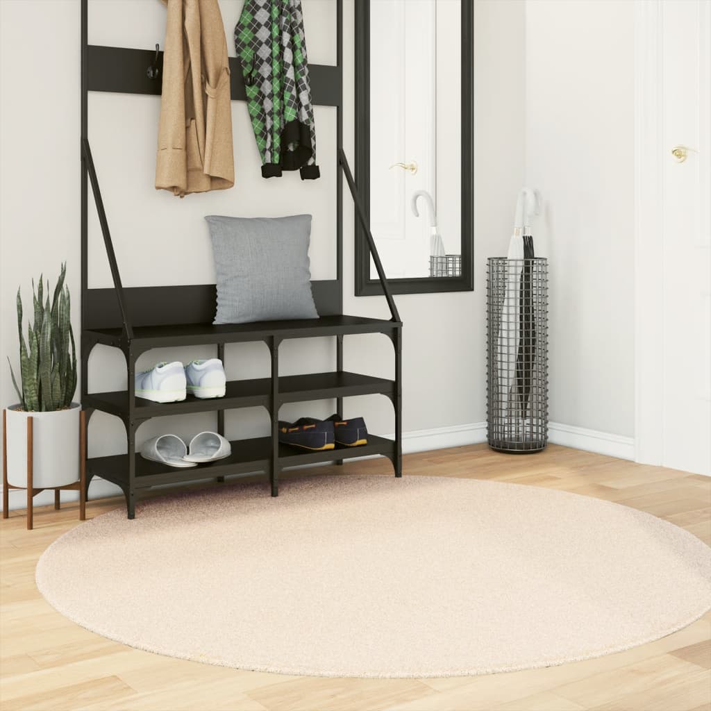 JUNG Vida Teppich HUARTE Kurzflor Weich und Waschbar Beige Ø 160 cm