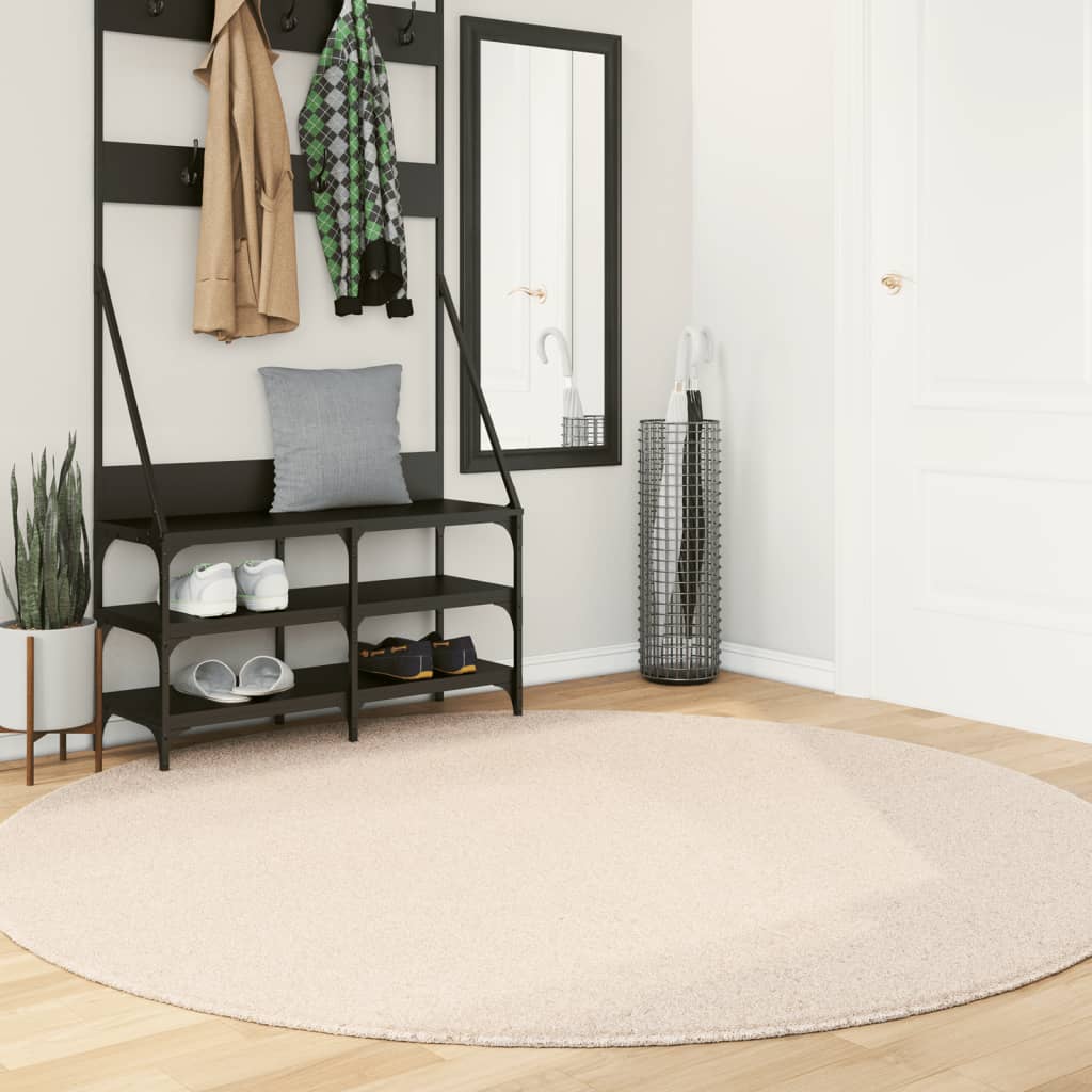 JUNG Vida Teppich HUARTE Kurzflor Weich und Waschbar Beige Ø 200 cm