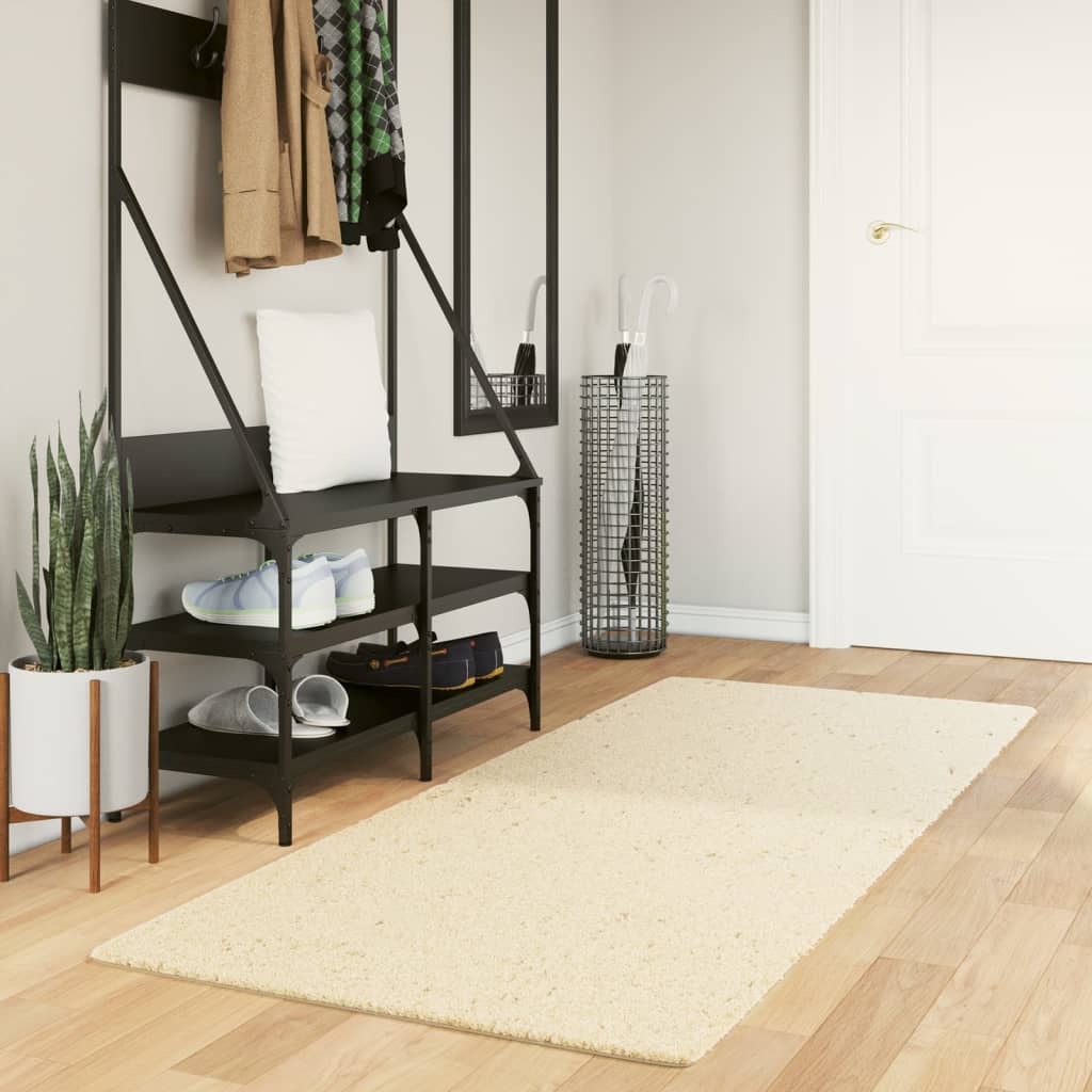 JUNG Vida Teppich HUARTE Kurzflor Weich und Waschbar Creme 80x200 cm