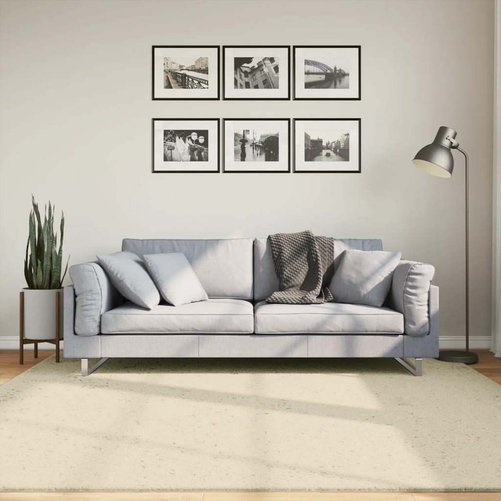 JUNG Vida Teppich HUARTE Kurzflor Weich und Waschbar Creme 200x200 cm