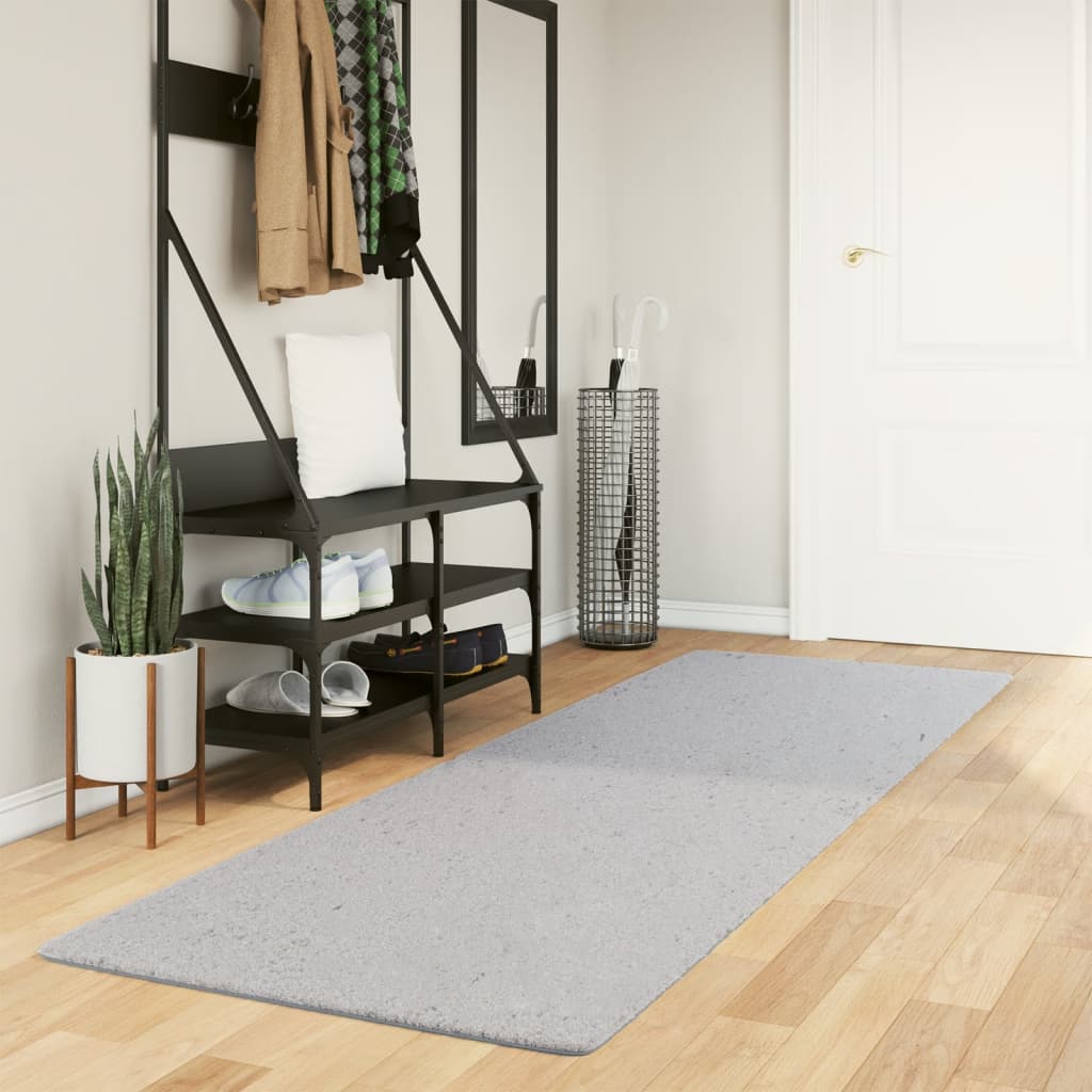 JUNG Vida Teppich HUARTE Kurzflor Weich und Waschbar Grau 80x250 cm