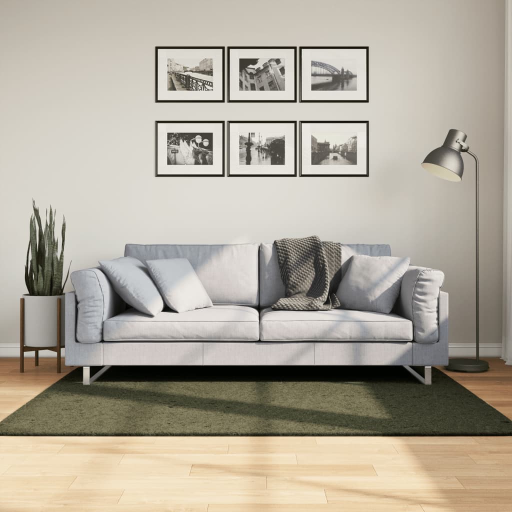 JUNG Vida Teppich HUARTE Kurzflor Weich und Waschbar Waldgrün 120x170 cm