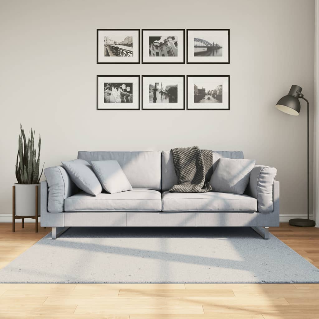 JUNG Vida Teppich HUARTE Kurzflor Weich und Waschbar Blau 160x160 cm