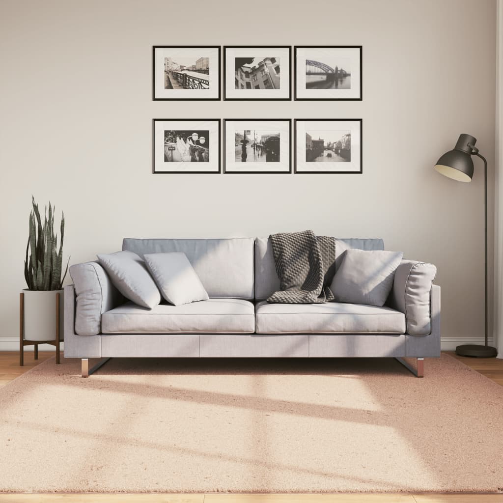 JUNG Vida Teppich HUARTE Kurzflor Weich und Waschbar Blassrosa 200x200 cm