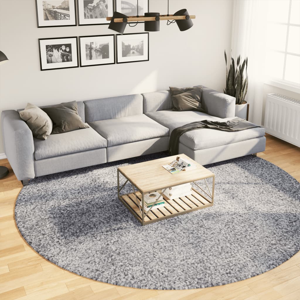 JUNG Vida Teppich Shaggy Hochflor Modern Blau Ø 280 cm