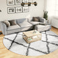 JUNG Vida Teppich Shaggy Hochflor Modern Creme und Schwarz Ø 280 cm