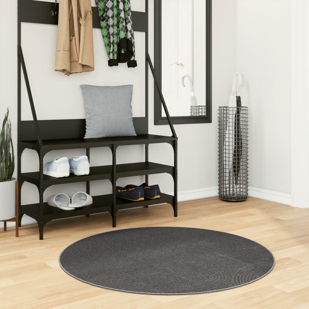 JUNG Vida Teppich IZA Kurzflor Skandi-Stil Anthrazit Ø 100 cm