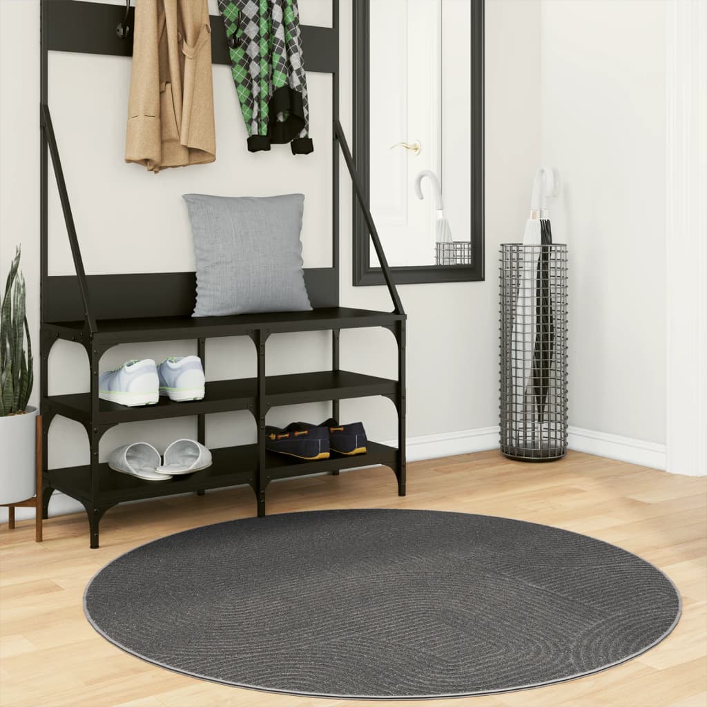 JUNG Vida Teppich IZA Kurzflor Skandi-Stil Anthrazit Ø 120 cm