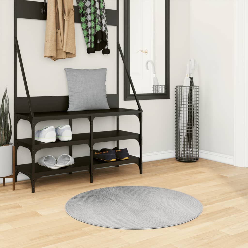 JUNG Vida Teppich IZA Kurzflor Skandinavischer Look Grau Ø 80 cm