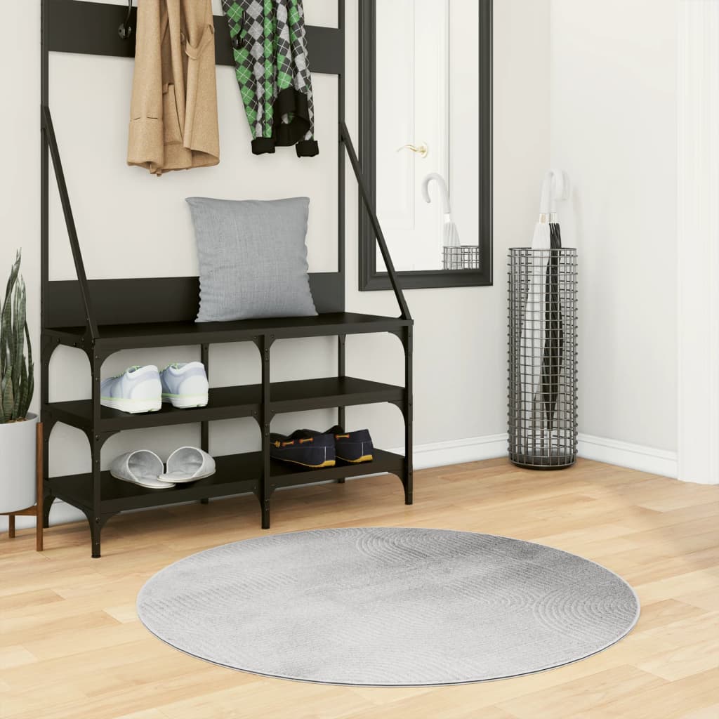 JUNG Vida Teppich IZA Kurzflor Skandinavischer Look Grau Ø 100 cm