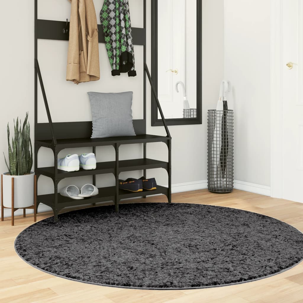 JUNG Vida Teppich OVIEDO Kurzflor Anthrazit Ø 160 cm