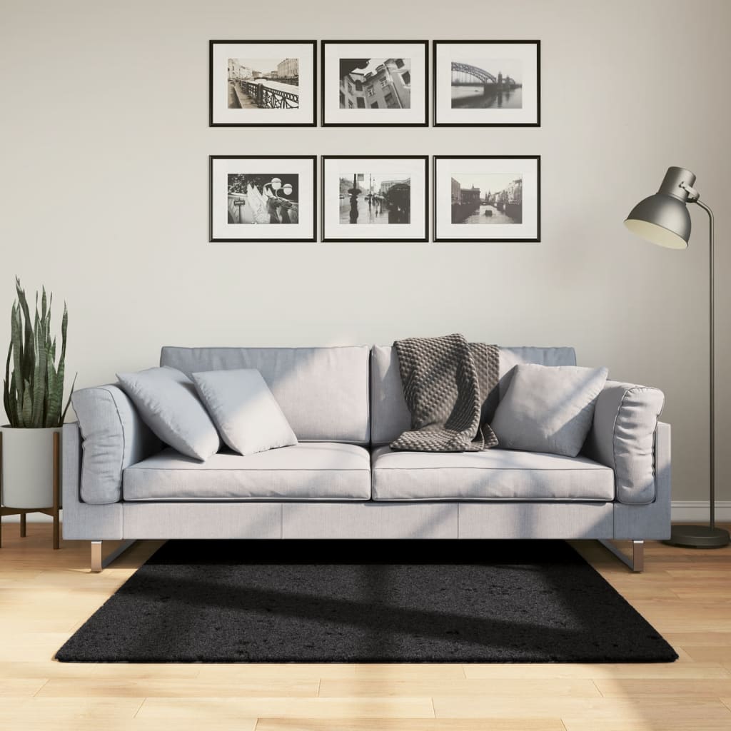 JUNG Vida Teppich OVIEDO Kurzflor Schwarz 120x120 cm