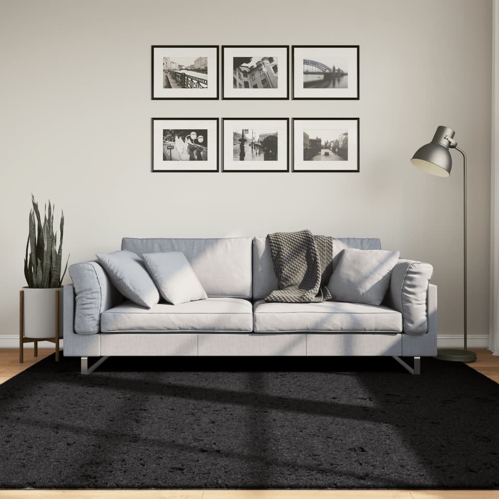 JUNG Vida Teppich OVIEDO Kurzflor Schwarz 200x200 cm
