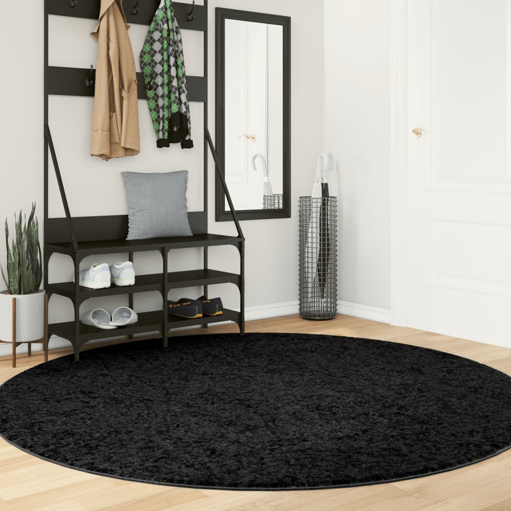 JUNG Vida Teppich OVIEDO Kurzflor Schwarz Ø 200 cm