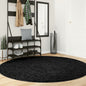 JUNG Vida Teppich OVIEDO Kurzflor Schwarz Ø 200 cm