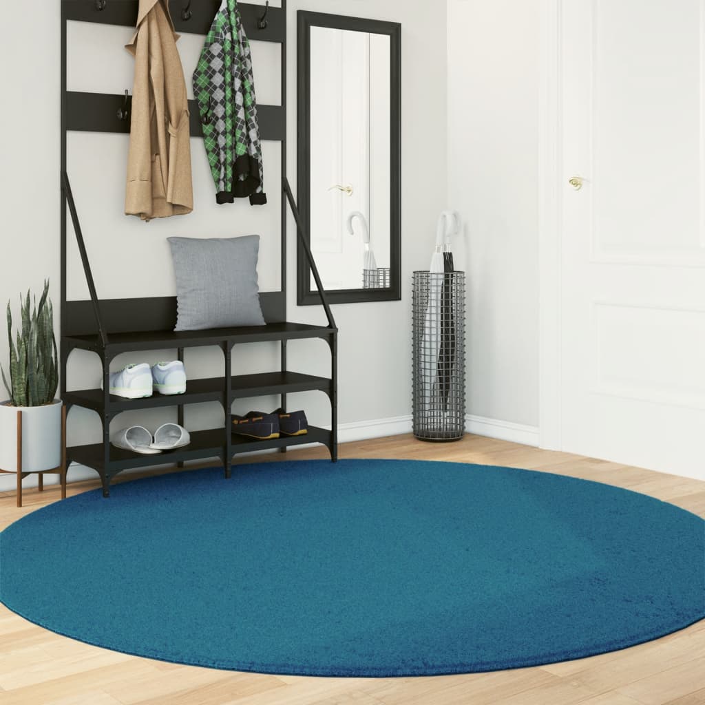 JUNG Vida Teppich OVIEDO Kurzflor Türkis Ø 200 cm
