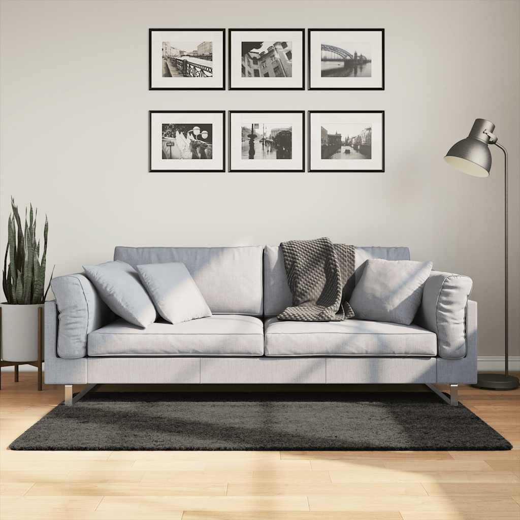 JUNG Vida Teppich ISTAN Hochflor Glänzend Anthrazit 80x150 cm