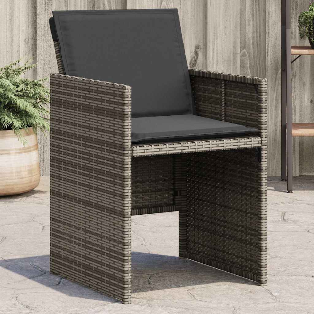 JUNG Vida Gartenstühle mit Kissen 4 Stk. Grau Poly Rattan