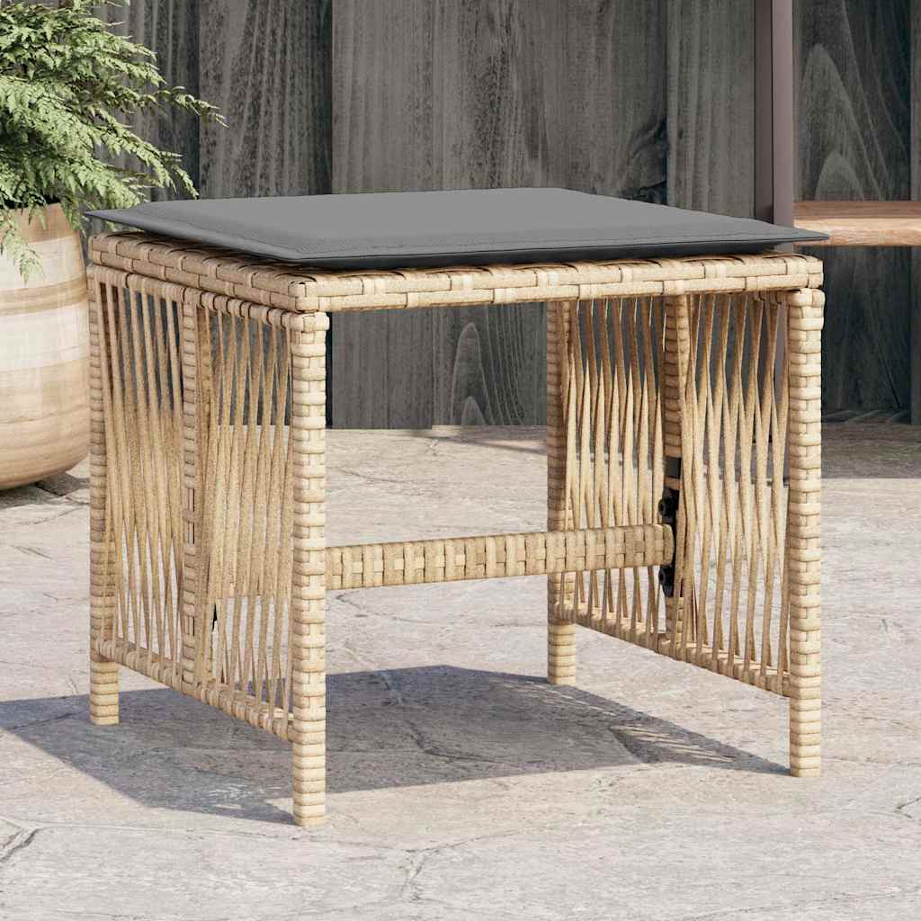 JUNG Vida Gartenhocker Kissen 4Stk. Beigemischung 41x41x36 cm Poly Rattan