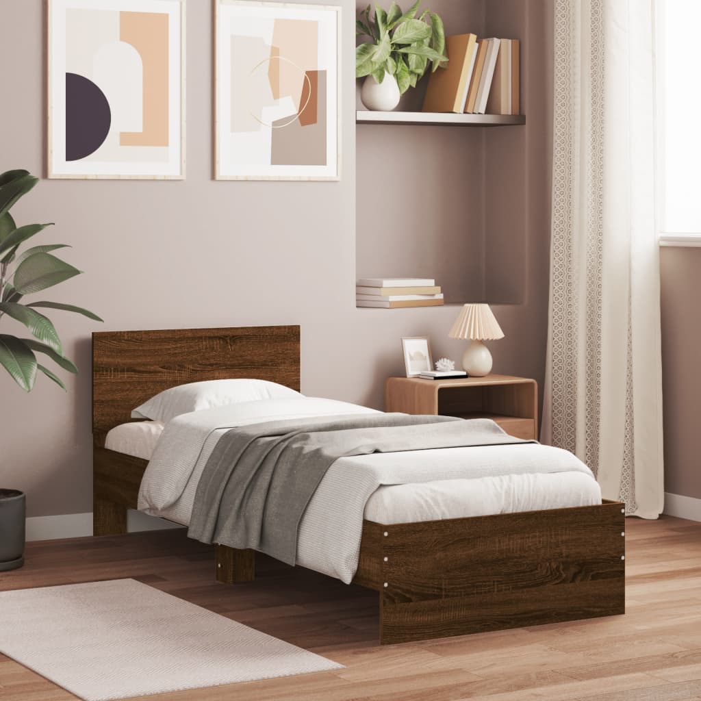 JUNG Vida Bettgestell ohne Matratze mit Kopfteil Braun Eiche 75x190 cm