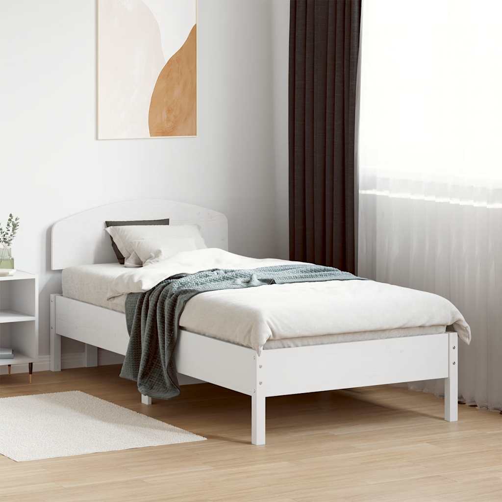 JUNG Vida Massivholzbett ohne Matratze Weiß 75x190 cm Kiefernholz