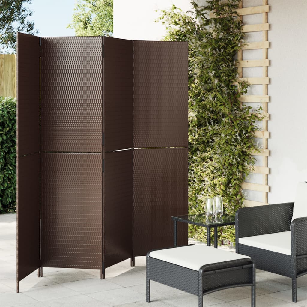 JUNG Vida Paravent 4-tlg. Braun Poly Rattan