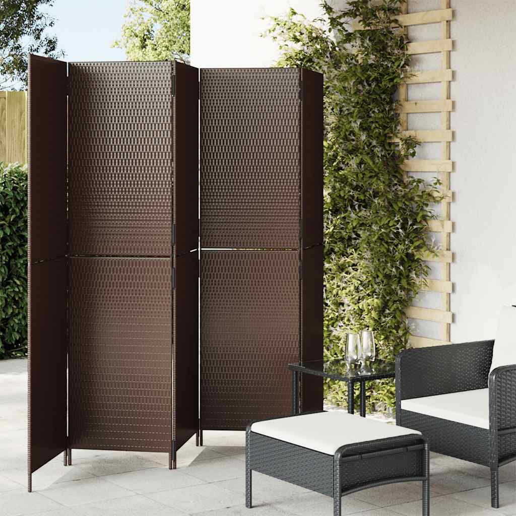 JUNG Vida Paravent 5-tlg. Braun Poly Rattan