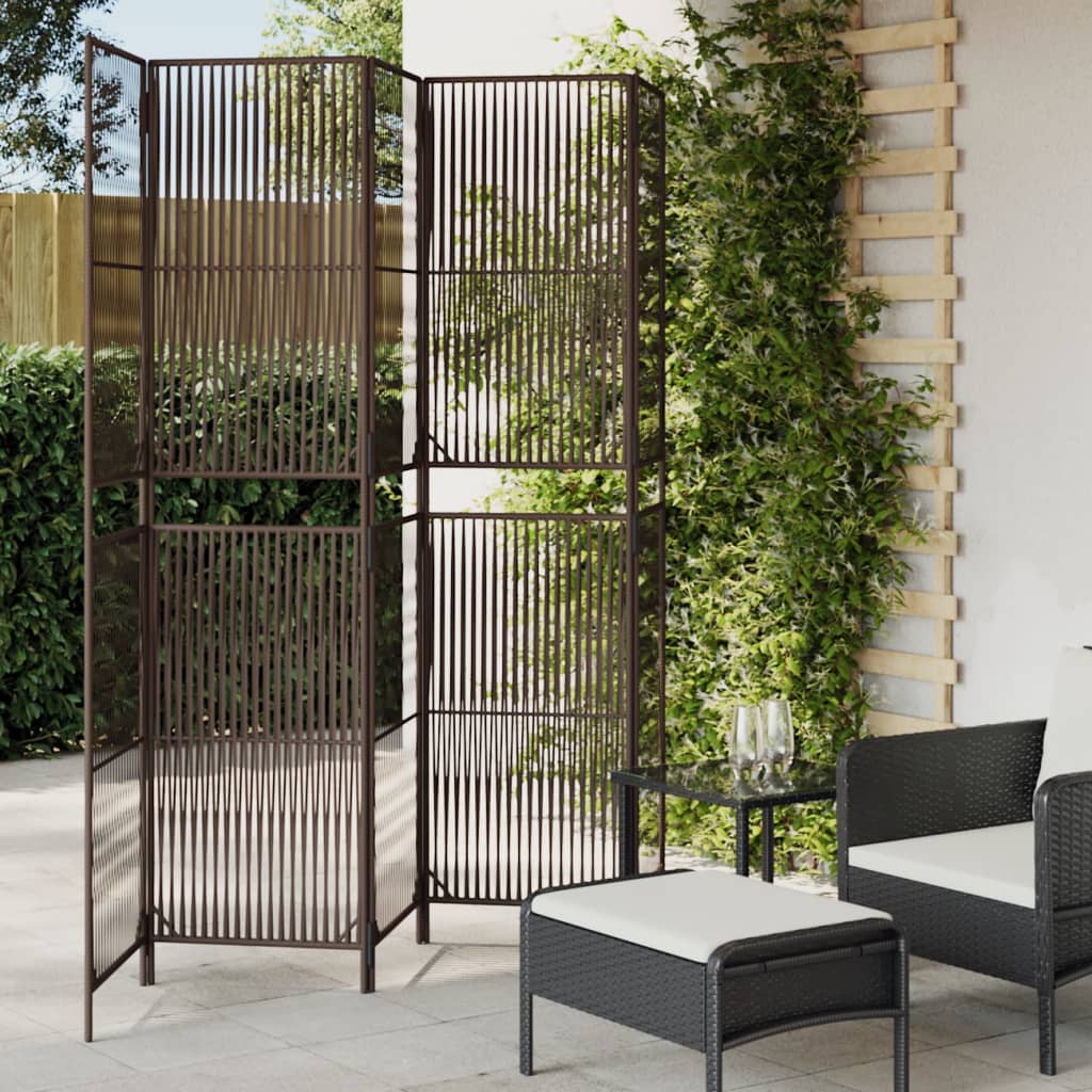 JUNG Vida Paravent 5-tlg. Braun Poly Rattan