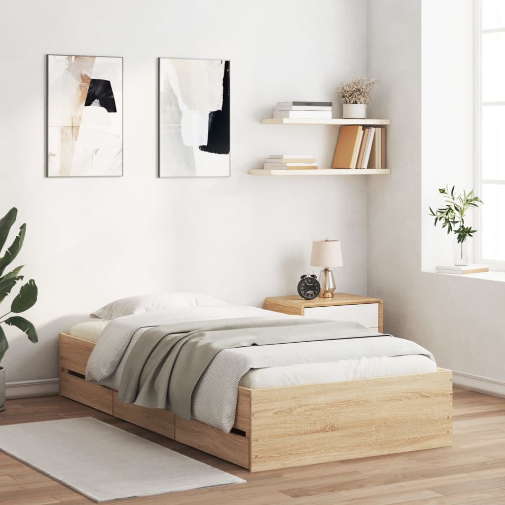 JUNG Vida Bettgestell mit Schubladen Sonoma-Eiche 75x190 cm Holzwerkstoff