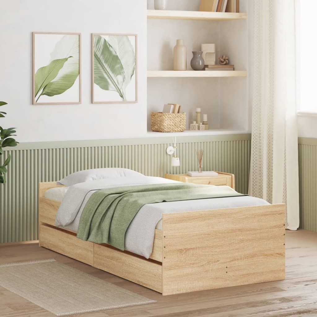 JUNG Vida Bett mit Schubladen Sonoma-Eiche 75x190 cm