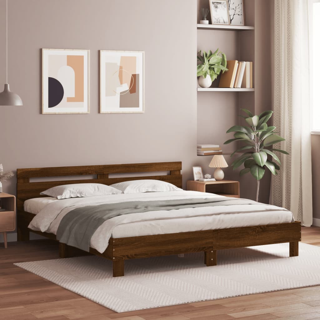 JUNG Vida Bettgestell mit Kopfteil Braun Eichen-Optik 200x200 cm