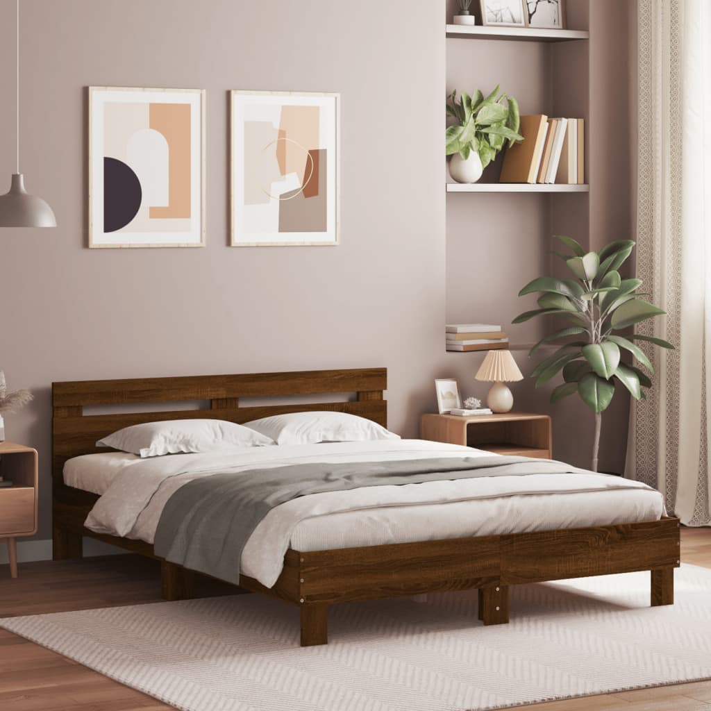 JUNG Vida Bettgestell mit Kopfteil Braun Eichen-Optik 140x200 cm